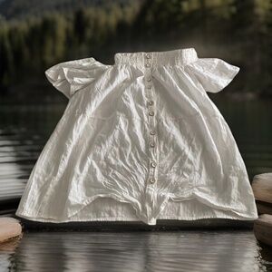 By Anthropologie women’s off the shoulder button up Shirt XS Boho Festival